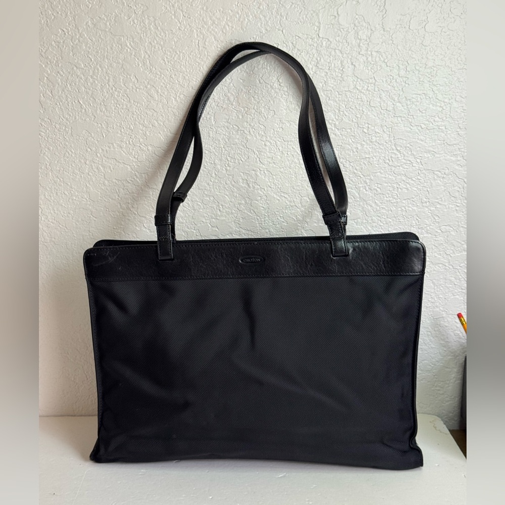 Oroton Nylon Leather Laptop Bag